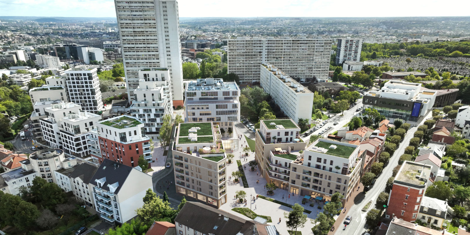 vue aerienne de la residence lumine & sens à fontenay sous bois