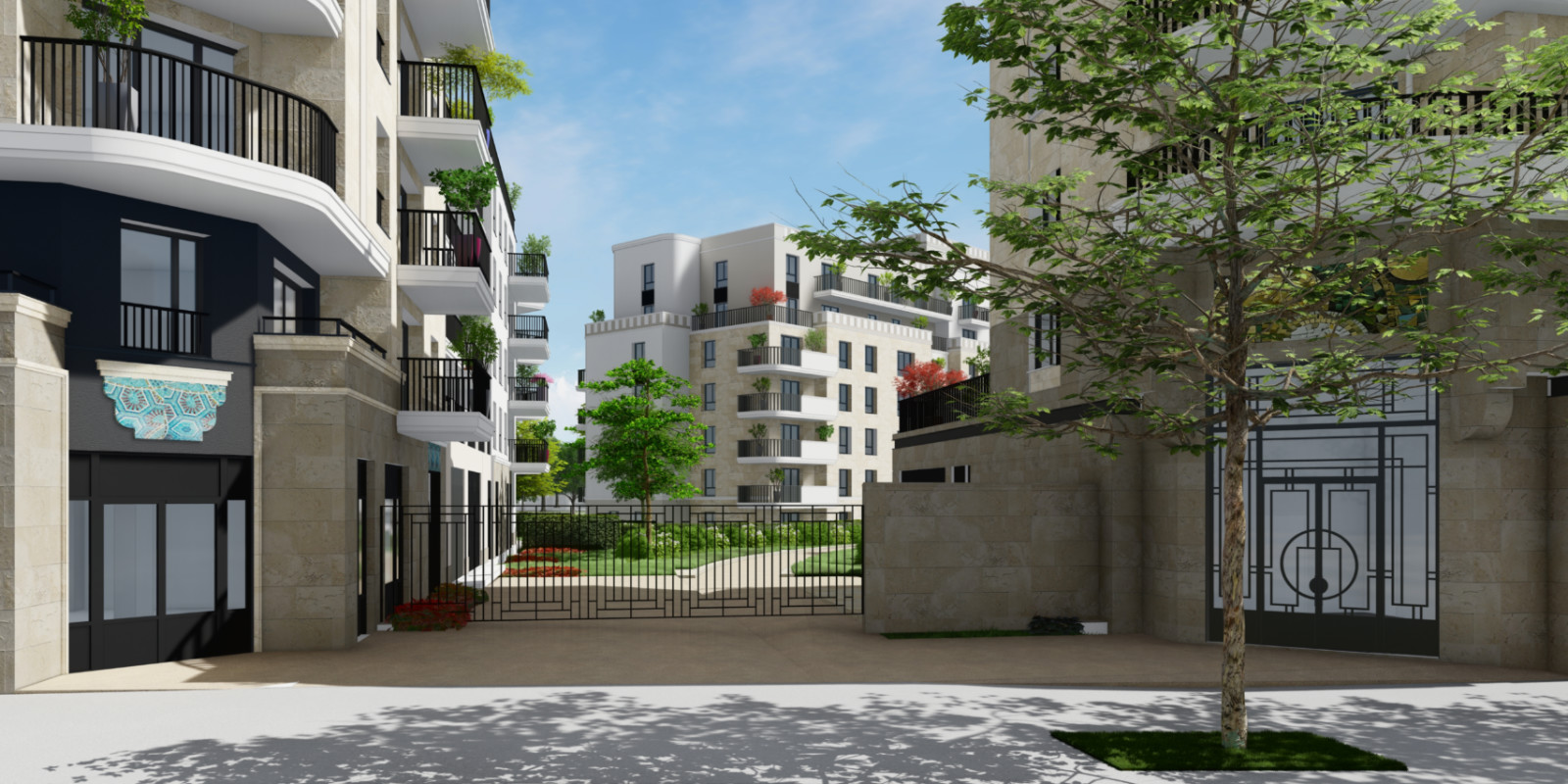 appartement neuf pers exterieure vue rue de la résidence City Art à Thiais 