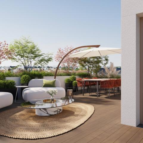 perspective exterieure d'une terrasse de notre résidence a fontenay sous bois